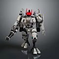 Mechanical Sci Fi Robot Character Featuring Red Head And Armored Weapon Design 3d model