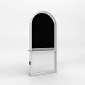 Modern Textured Brown Frame Mirror With Black Panel And White Reflective Surface