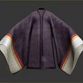 Traditional Purple Robe with Wide Cuffed Sleeves and Red White Trim as Daily Life Product
