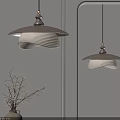 Elegant Modern Chandeliers With Natural Wood And White Shade In Interior With Mirror And Plant