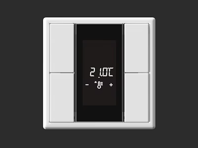 White Switch Panel Featuring Black Display With 21℃ Temperature Adjustment Symbols 3d model