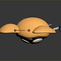 Cute Cartoon Game and Movie Character with Big Orange Ears Blue Body and Antennae