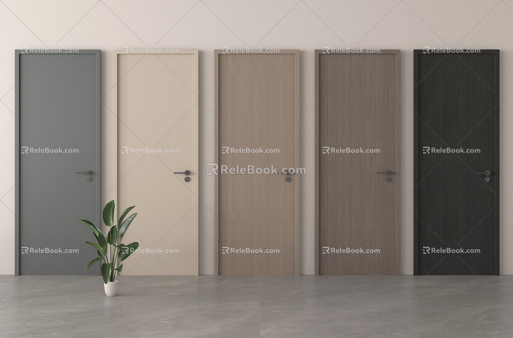 Modern Solid Wood Single Door Log Flat Door Bedroom Indoor Single Door 3d model