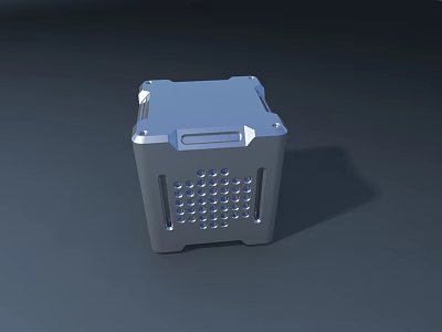 Public Facility Metal Enclosure With Square Design And Ventilation Holes 3d model