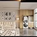Modern Wooden Balcony Cabinet With Laundry Machine Sink And Hanging Space