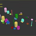 Decorative Candles In Various Sizes And Shapes With Accessories On Black Background