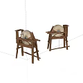 Vintage Wooden Industrial Equipment With Large Wheels And Sturdy Frames Two Pieces