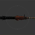 Futuristic Sci Fi Weapon With Red Black Mechanical Design Spiked Barrel And Ammo Clip