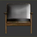 Comfortable Wooden Frame Leisure Chair With Dark Padded Upholstery And Armrests