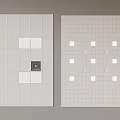 Two Gray Grid Panels With White Squares Layout And Central Black Square Design 3d model