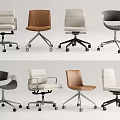 Modern Office Chairs With Swivel Design Multiple Colors For Workspace 3d model