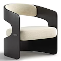Modern Leisure Chair With Curved Frame And Comfortable Beige Cushion Design