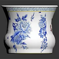 Chinese Blue And White Porcelain Vase With Floral Patterns And Decorative Details