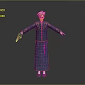 Game Movie Character With Blue Robe Red Embellishments Orange Short Hair And Umbrella
