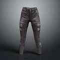 Dark Cargo Pants With Multiple Pockets Slim Fit Leather Like Material Design 3d model