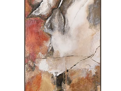 Abstract Oil Painting With Red Gray White Brown Colors And Textured Brush Strokes 3d model