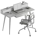 Modern Walnut Office Desk And Upholstered Swivel Chair Combination For Cozy Home Working Space