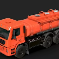 Orange Tanker Truck 3D Render With Large Storage Tank And Black Wheels