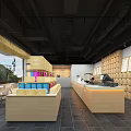 Modern Milk Tea Shop With Glass Doors Outdoor Seating And Wooden Counter
