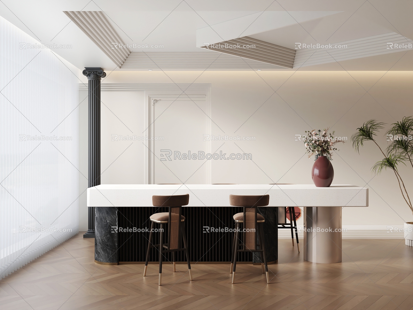 Island table at reception desk 3d model