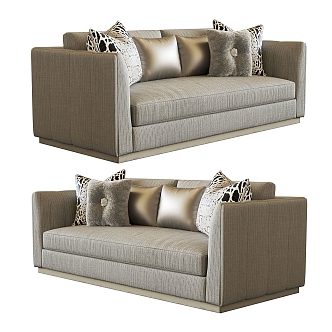 Double sofa double sofa fabric pillow 3d model