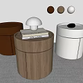 Cylindrical Wooden White Brown Bedside Tables With Mushroom Lamp Pollogs Book And Spherical Wall Decor