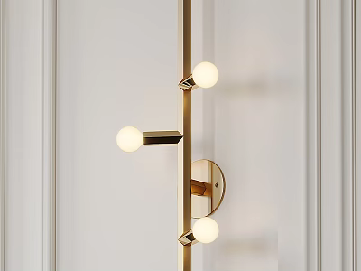 Elegant Modern Wall Lamp With Gold Metal Structure And Multiple Round Globe Bulbs 3d model