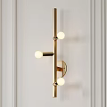Elegant Modern Wall Lamp With Gold Metal Structure And Multiple Round Globe Bulbs 3d model