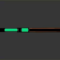 Futuristic Sci Fi Weapon with Green and Orange Glowing Strips and Tech Inspired Design
