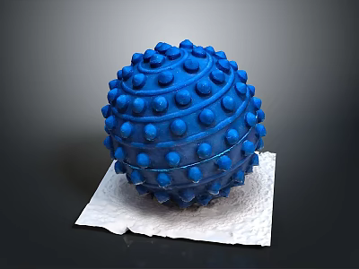 Blue Textured Fitness Massage Ball With Raised Dots On White Paper 3d model