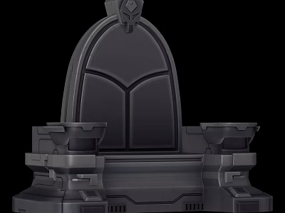 Ornate Throne Like Sculptural Structure With Arched Top Decorative Base And Side Pedestals 3d model