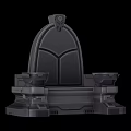 Ornate Throne Like Sculptural Structure With Arched Top Decorative Base And Side Pedestals