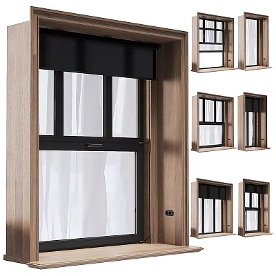 Modern Casement Windows With Wooden Frame And Double Glazed Glass For Home Installation Design 3d model