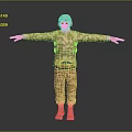 Game And Movie Character Wearing Camouflage Uniform With Helmet Goggles Standing With Outstretched Arms