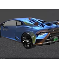 Blue Supercar With Rear Spoiler Yellow Headlights And Sporty Exterior Design