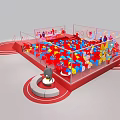 Vibrant Interactive Area Design With Red Frame Colorful Interactive Elements And Circular Zones 3d model