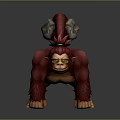Red Fur Primate With Spiky Hair Green Eyes Orange Claws And Stone Tail