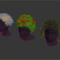 Realistic Human Head Models With Various Colored Hairstyles Including Blonde Short Orange Curly And Blue Braided Hair