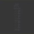 Scenic Landscape Featuring Tall Metal Tower With Spiral Stairs Against Gray Background