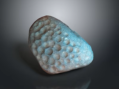 Polished Stone and Wood Natural Ornament with Bumpy Surface and Blue Green Brown Tones 3d model