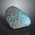 Polished Stone and Wood Natural Ornament with Bumpy Surface and Blue Green Brown Tones