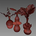 Colorful Ceramic Vases With Tropical Foliage And Colorful Flowers For Home Decor