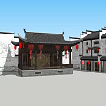Traditional Ancient Architecture Complex With Courtyard White Walls And Black Tiled Roofs