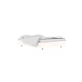 Modern White Double Bed With Simple Frame White Sheets And Pillows