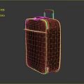 Stylish Travel Luggage with Monogram Pattern Telescopic Handle Red Trim and Rolling Wheels