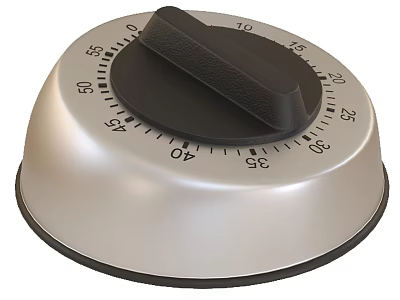 Analog Mechanical Kitchen Timer With Silver Body Black Knob And Dial 3d model