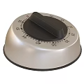 Analog Mechanical Kitchen Timer With Silver Body Black Knob And Dial 3d model