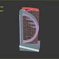 Modern Skyscraper Building Design With Curved Lines Vertical Stripes And Square Base