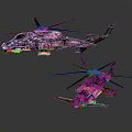 Modern Military Helicopters Featuring Advanced Weapon Systems And Distinct Design Elements 3d model