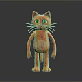 Orange Cartoon Cat with Green Eyes in Standing Pose 3D Model on Dark Background